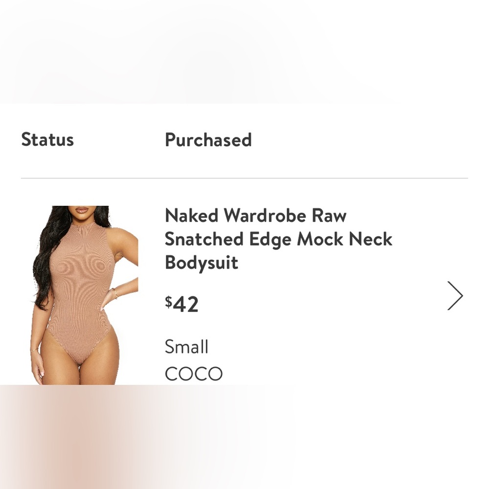 Naked Wardrobe Raw Snatched Edge Mock Neck Bodysuit